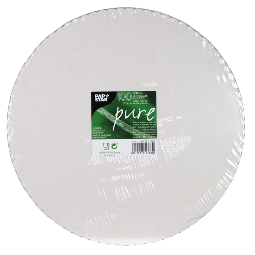 5 x 100 Tortenunterlagen, Pappe "pure" rund Ø 28 cm weiss mit gezacktem Rand