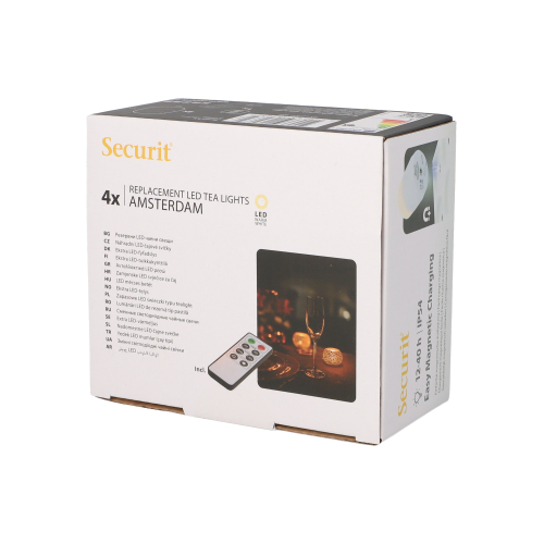 8 x 4 LED-Teelichte Nachfüllpack Ø 4 cm · 5 cm weiss "Amsterdam" Leuchtdauer 12-40h