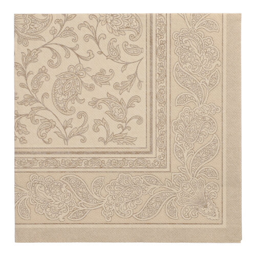 5 x 50 Servietten "ROYAL Collection" 1/4-Falz 40 cm x 40 cm sand "Ornaments"