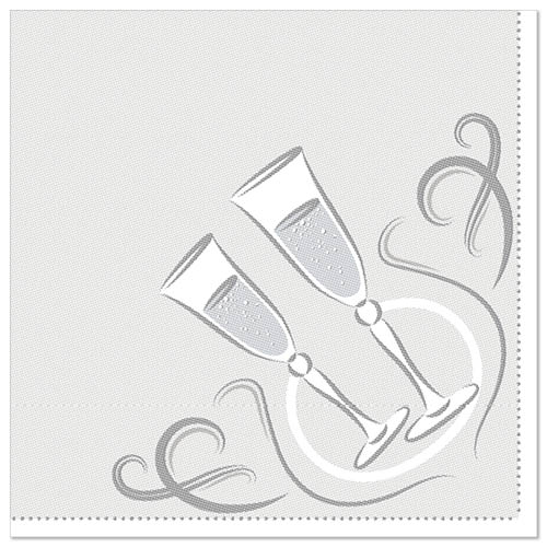 5 x 50 Servietten "ROYAL Collection" 1/4-Falz 40 cm x 40 cm silber "Festive Moments"