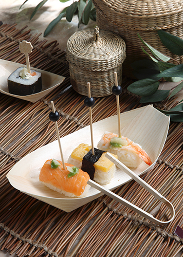 10 x 50 Fingerfood - Schalen, Holz "pure" 25 cm x 10 cm "Schiffchen"