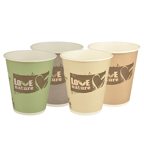 10 x 20 Kaffeebecher to Go, Pappe 0,3 l Ø 8 cm · 11,7 cm grün "Pure Joy"