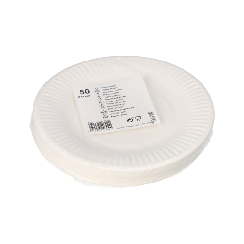 14 x 50 Teller, Pappe rund Ø 18 cm weiss