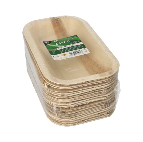 4 x 25 Siegelschalen Palmblatt "pure" eckig 400 ml 24 cm x 15 cm x 4 cm ungeteilt