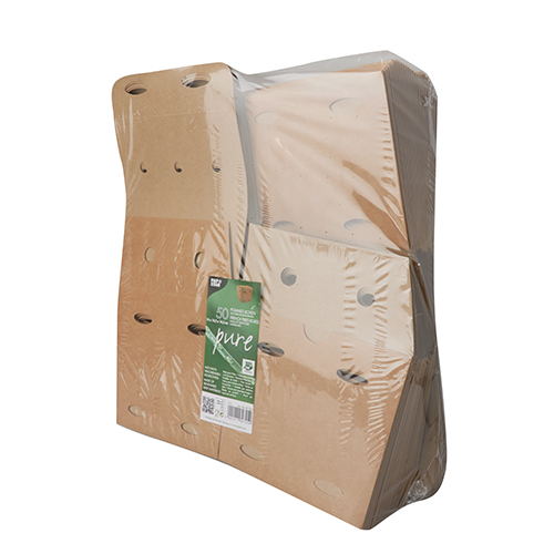 5 x 50 Pommes-Frites-Boxen, Pappe "pure" 14 cm x 14,5 cm x 14,5 cm braun "100% Fair" groß