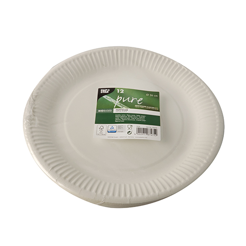 25 x 12 Pappteller "pure" rund Ø 26 cm weiss