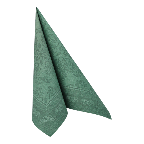 5 x 50 Servietten "ROYAL Collection" 1/4-Falz 40 cm x 40 cm dunkelgrün "Arabesque"
