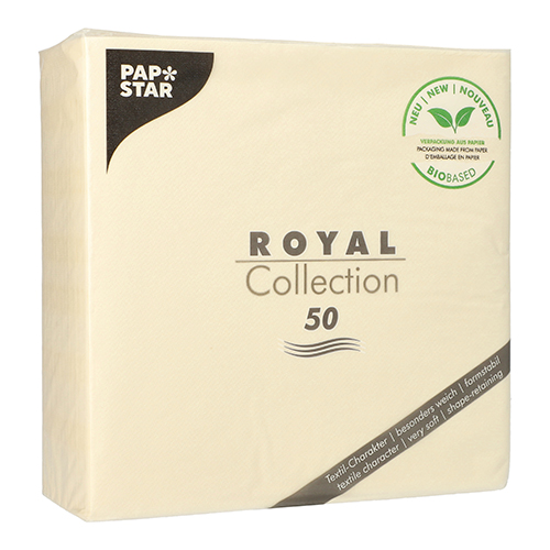 5 x 50 Servietten "ROYAL Collection" 1/4-Falz 40 cm x 40 cm champagner in Papierverpackung