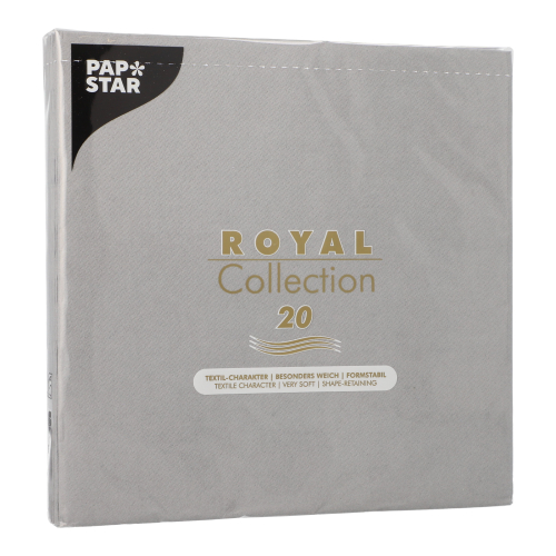 8 x 20 Servietten "ROYAL Collection" 1/4-Falz 40 cm x 40 cm steingrau