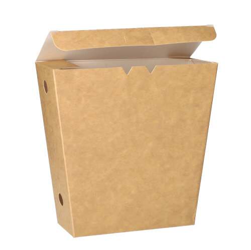 3 x 50 Pommes-Frites-Schütte, Pappe "pure" 4,3 cm x 14,5 cm x 11 cm braun mit Klappdeckel