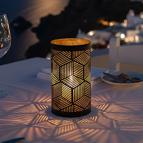 6 x 4 Kerzenhalter Ø 8 cm · 15 cm schwarz/gold "Santorini"