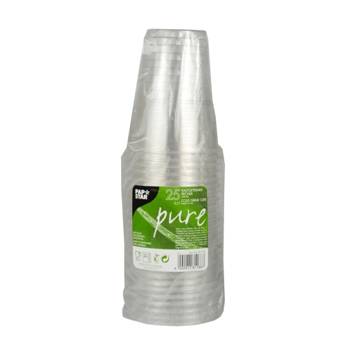12 x 25 Einwegbecher, PLA "pure" 0,3 l Ø 9,5 cm · 11 cm glasklar mit Schaumrand