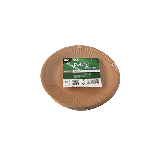 15 x 20 Pappteller "pure" rund Ø 19 cm braun