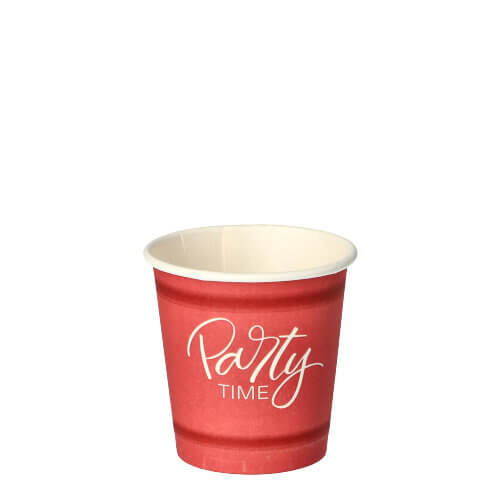 20 x 50 Trinkbecher, Pappe 5 cl Ø 5 cm · 5 cm rot "Party Time"