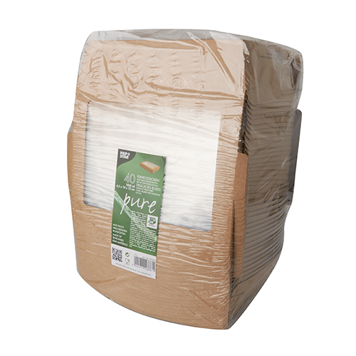 4 x 40 Feinkostboxen, Pappe mit Sichtfenster aus PLA "pure" eckig 1000 ml 4,5 cm x 18 cm x 13 cm bra