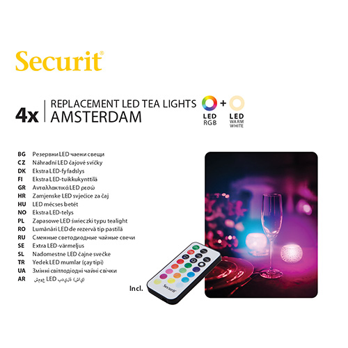 8 x 4 LED-Teelichte Nachfüllpack Ø 4 cm · 5 cm farbig "Amsterdam" Leuchtdauer 12-40h