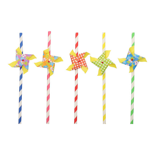 10 x 50 Trinkhalme, Papier Ø 6 mm · 20 cm farbig sortiert "Windmill"