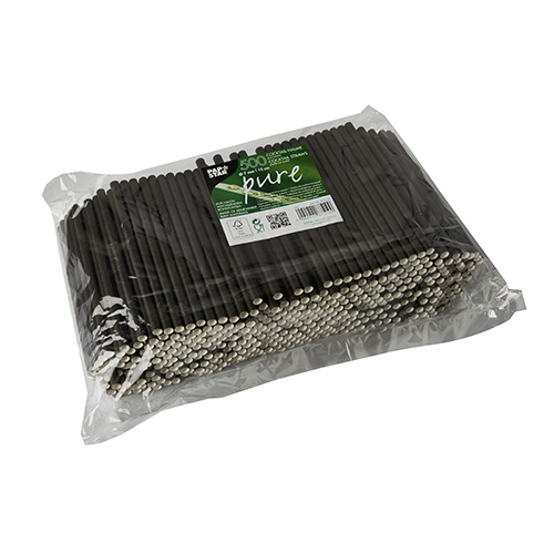 8 x 500 Cocktail Trinkhalme, Papier Ø 7 mm · 15 cm schwarz