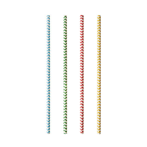 20 x 25 Trinkhalme, Papier Ø 6 mm · 20 cm farbig sortiert "Zig-Zag"