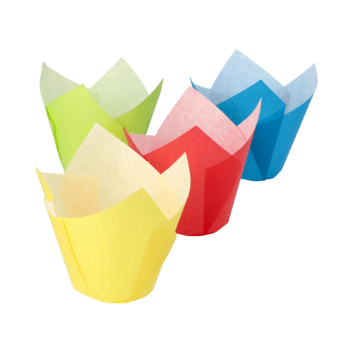 6 x 24 Backförmchen Ø 5 cm · 8,5 cm farbig sortiert "Tulip"