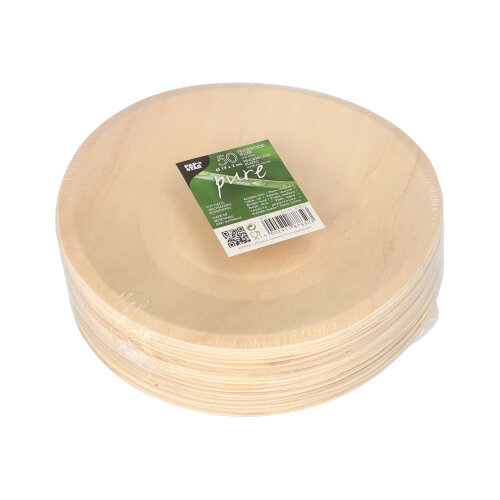 10 x 50 Fingerfood - Teller, Holz "pure" rund Ø 19 cm · 2 cm