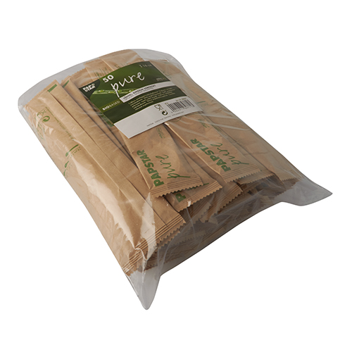 10 x 50 Löffel, Holz "pure" 16 cm einzeln verpackt in Papierbeutel