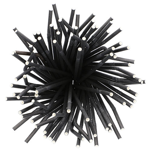 10 x 100 Trinkhalme, Papier Ø 6 mm · 22 cm schwarz flexibel