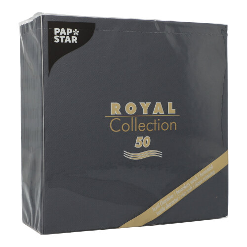 5 x 50 Servietten "ROYAL Collection" 1/4-Falz 40 cm x 40 cm schwarz