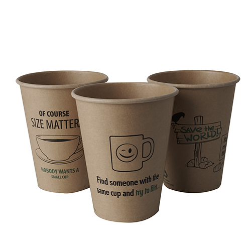 Trinkbecher, Pappe "pure" 0,3 l Ø 9 cm · 11 cm braun "100% Fair - Silly Times"