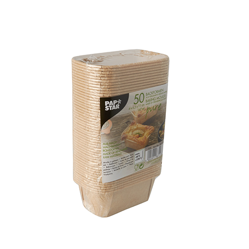 16 x 50 Backformen "pure" eckig 167 ml 4 cm x 6,5 cm x 11 cm braun