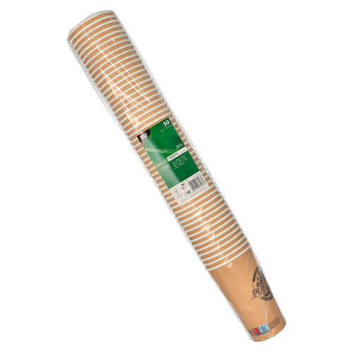 20 x 50 Kaffeebecher to Go, Pappe 0,5 l Ø 9 cm · 15 cm braun "Pure Joy"