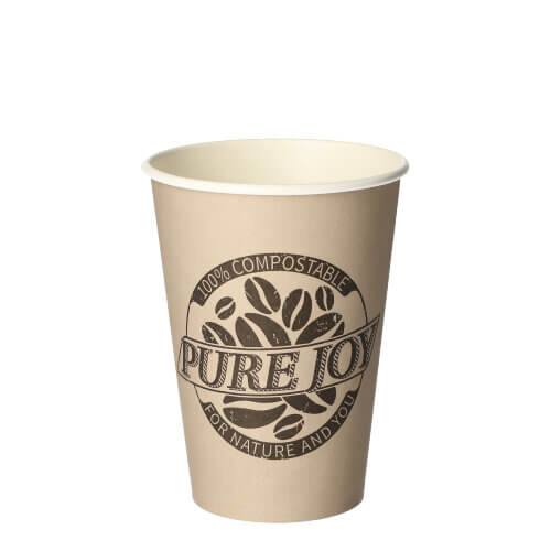 25 x 80 Kaffeebecher to Go, Pappe 0,18 l Ø 7 cm · 9,2 cm taupe "Pure Joy"