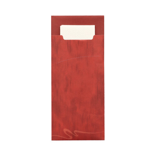 1 x 520 Bestecktaschen 20 cm x 8,5 cm bordeaux inkl. weißer Serviette 33 x 33 cm 2-lag.