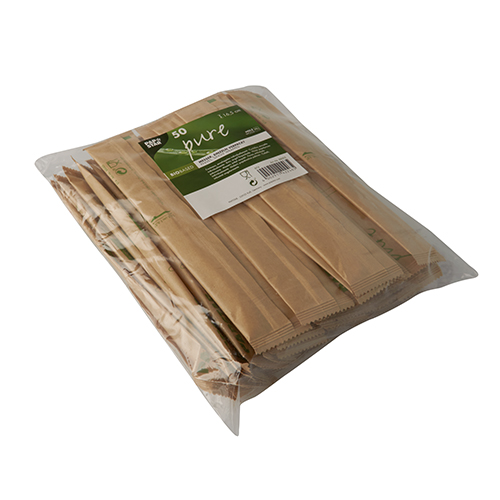 10 x 50 Messer, Holz "pure" 16,5 cm einzeln verpackt in Papierbeutel