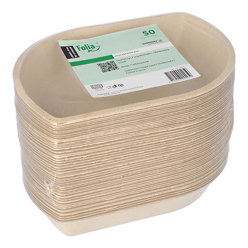 6 x 50 Snacktrays Zuckerrohr 3,6 cm x 14,4 cm x 21 cm natur