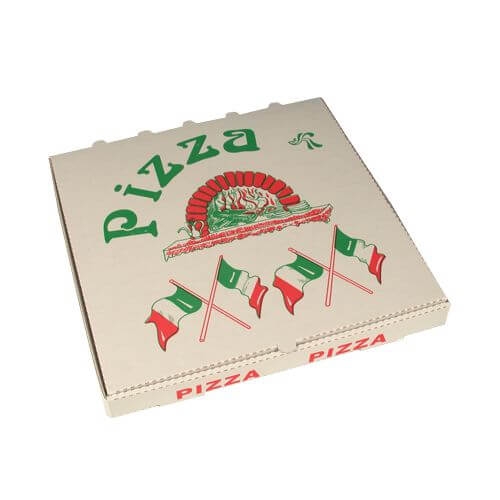 Pizzakartons, Cellulose eckig 33 cm x 33 cm x 4 cm "Italienische Flagge"