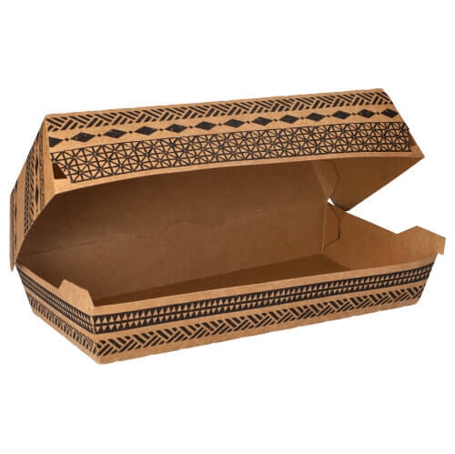 Baguetteboxen, Pappe 5,3 cm x 13,1 cm x 24,8 cm braun "Maori" groß